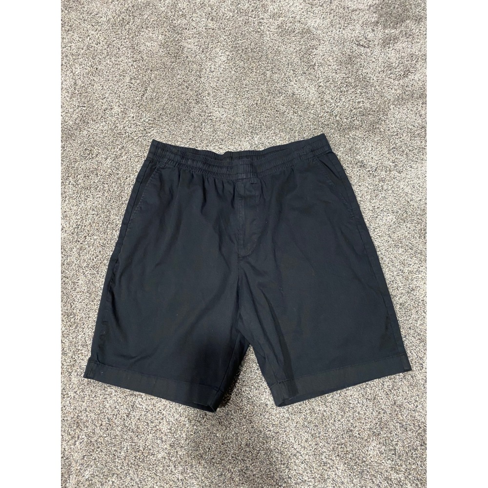 Uniqlo Mens Cotton Relaxed Fit Shorts Black Elastic Waist XL 464822